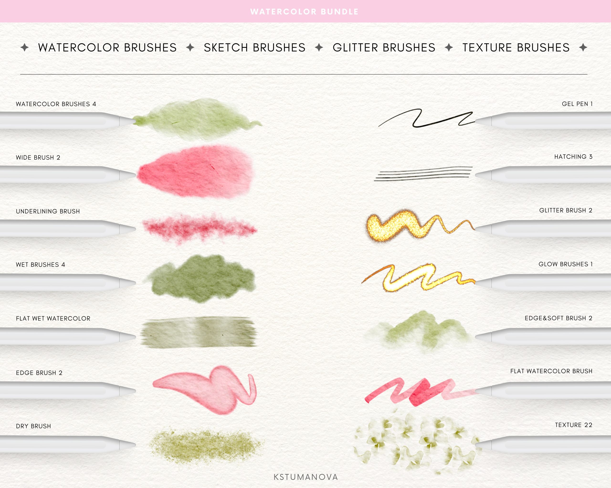 Watercolor bundle brushes - Image 2